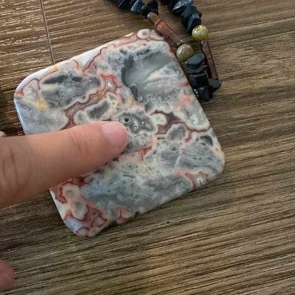 Beautiful artisan large jasper pendent 2 strand necklace Jasper/stone beads - Picture 5 of 9